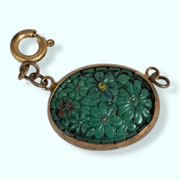 Vintage 1930s Peking Glass Floral Necklace - Picture 2 of 5